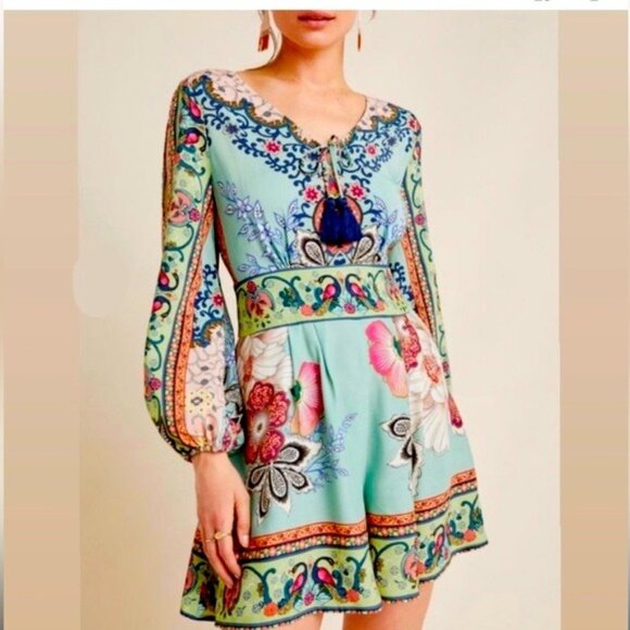 FARM Rio Anthropologie Caversham Floral Dress Romper XS X- Small - Picture 2 of 4